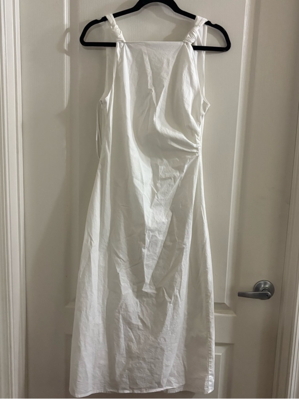 bohme White Knotted-Strap Midi Dress